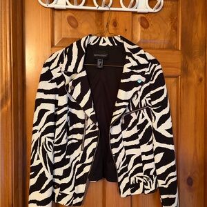 Frank LymanZebra Pattern Leather knit Jacket